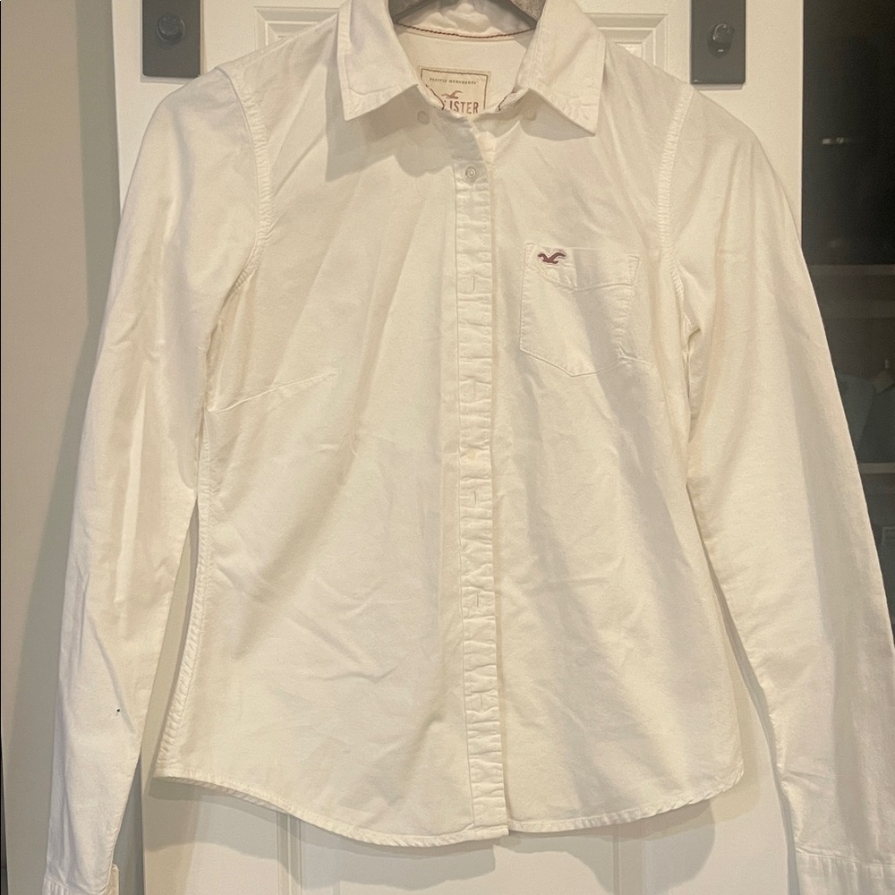 Hollister Cream Long Sleeve Shirt